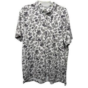 RARE PATTERN Nike Polo Shirt Mens XL Floral‎ Print White Black Short Sleeve